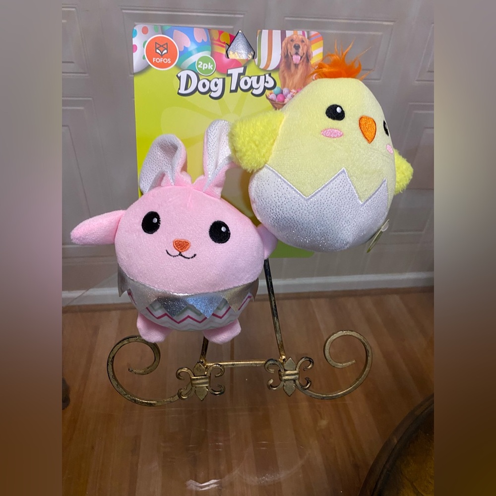 FOFOS Brand New Set Of 2 Easter Dog  Toy-  Very Solf   Squeaker